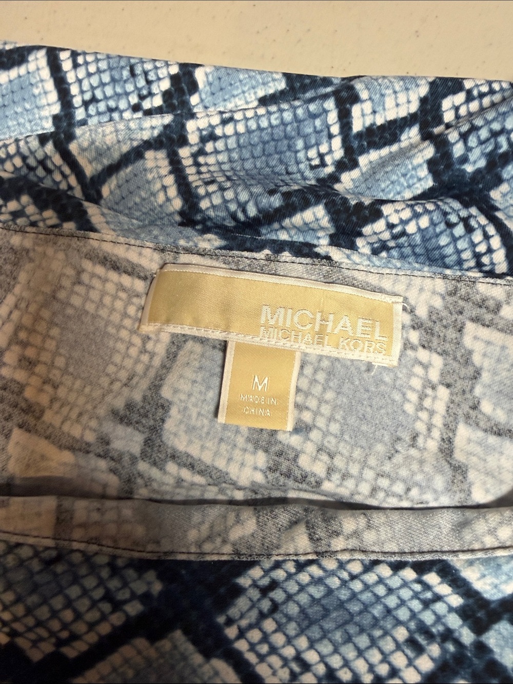 Michael Kors One-Shoulder Blue Python Print Top - Picture 6 of 6